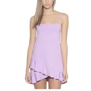 SUSANA MONACO violet ruffle bottom mini dress S